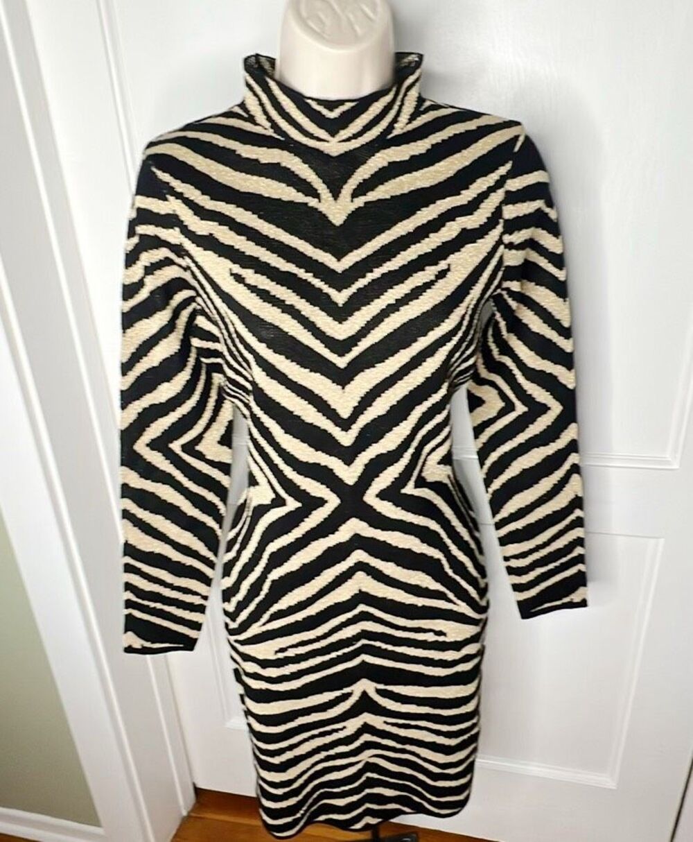 Almost Famous Zebra Print Sweater Dress Size Medium Nwot